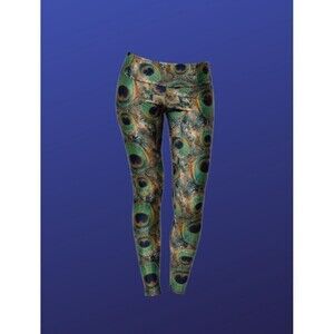 Onzie Women’s Mid-Rise Yoga Leggings, PEACOCK FEATHER, Women’s Size XS, NWOT